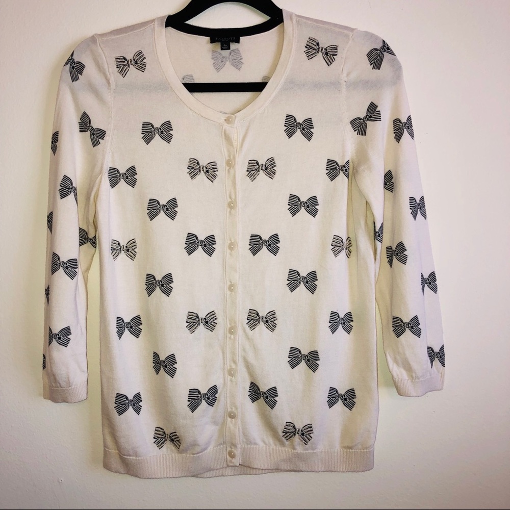 Talbots Petite Cardigan w/ Beaded Bows